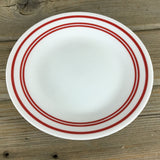 Set of 4 Corelle Classic Cafe 3 Red Stripe Bread and Butter Plates 6 3/4"