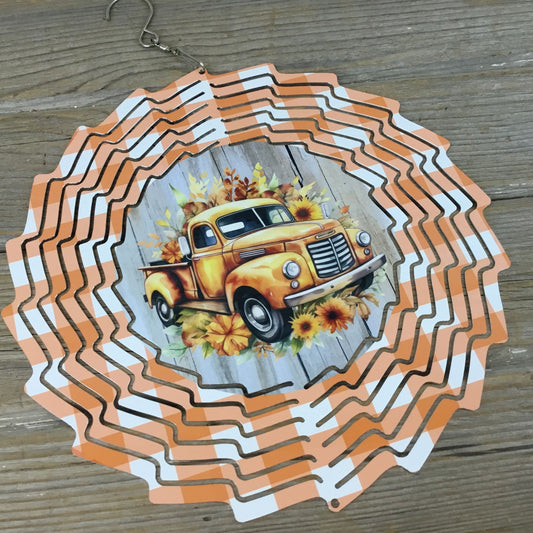 Vintage Orange Truck Fall Wind Spinner 10"