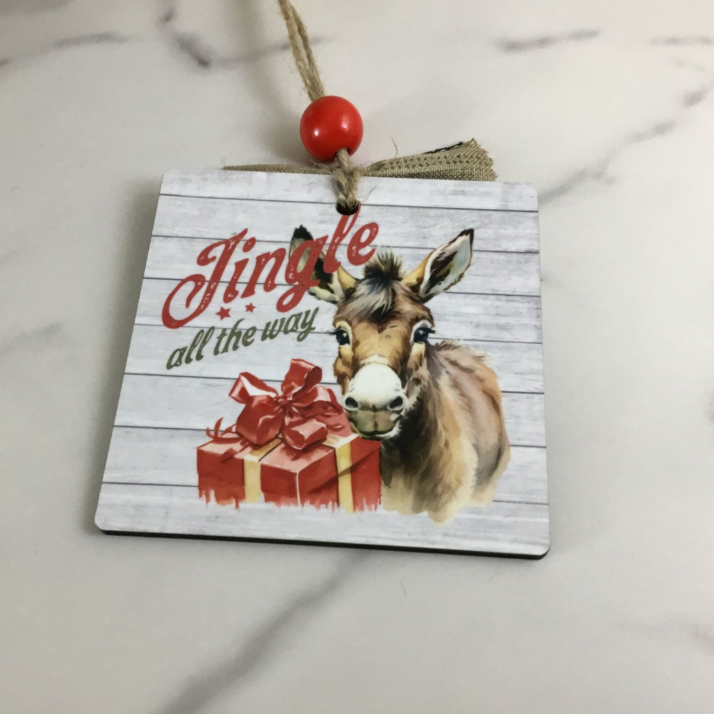 Donkey Rustic Farm Jingle All The Way Christmas Ornament