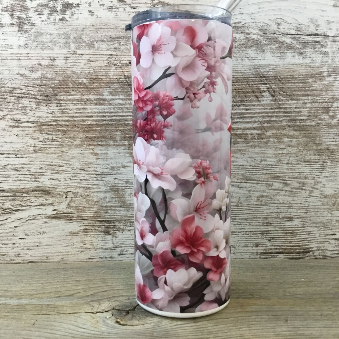 Male Cardinal and Flowers 20 oz Skinny Tumbler