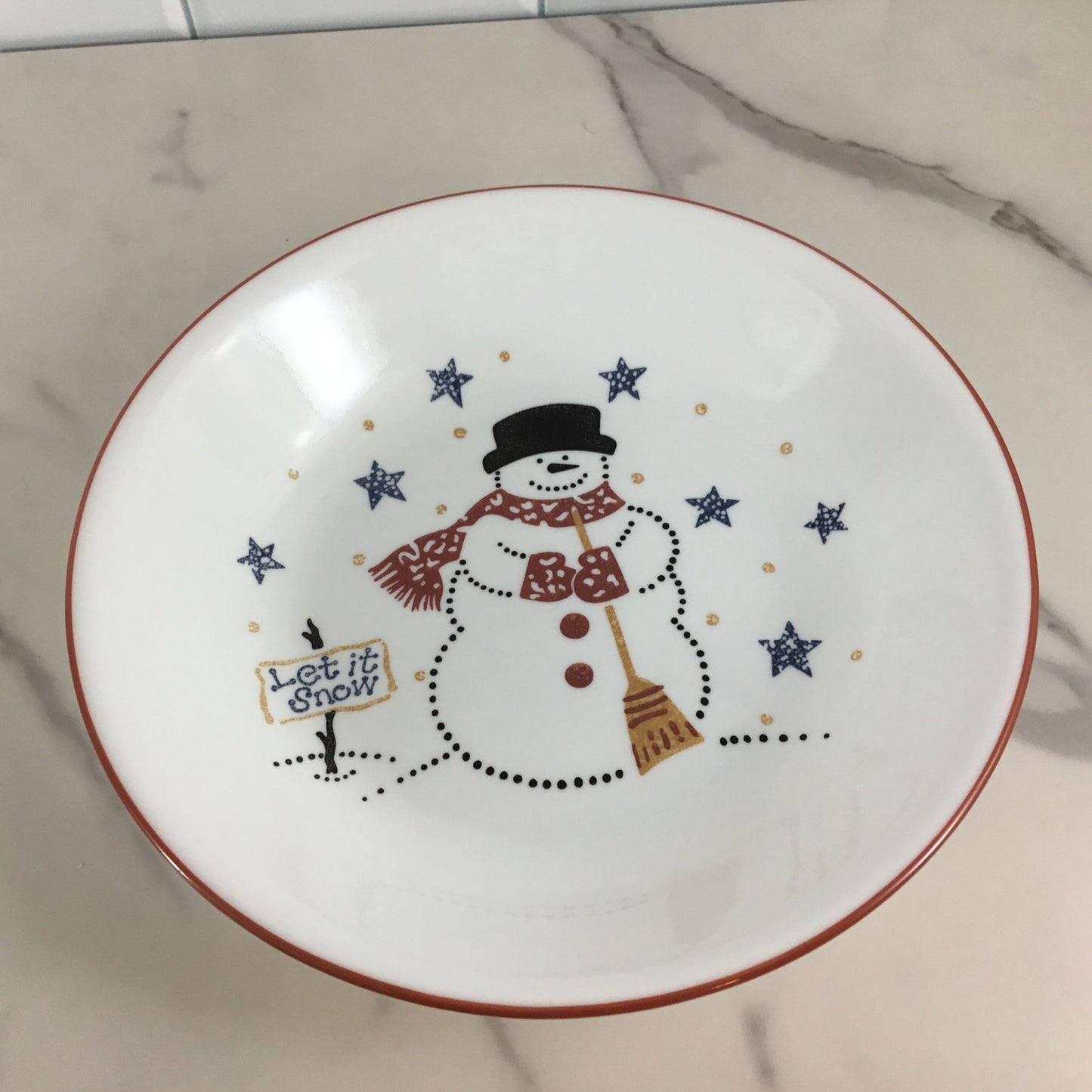 One Corelle Frosty Morn Let it Snow Snowman 8.5" Pasta Bowl Winter Christmas