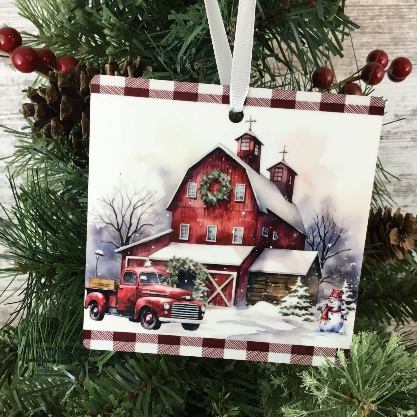 Red Truck Christmas on the Farm Christmas Ornament