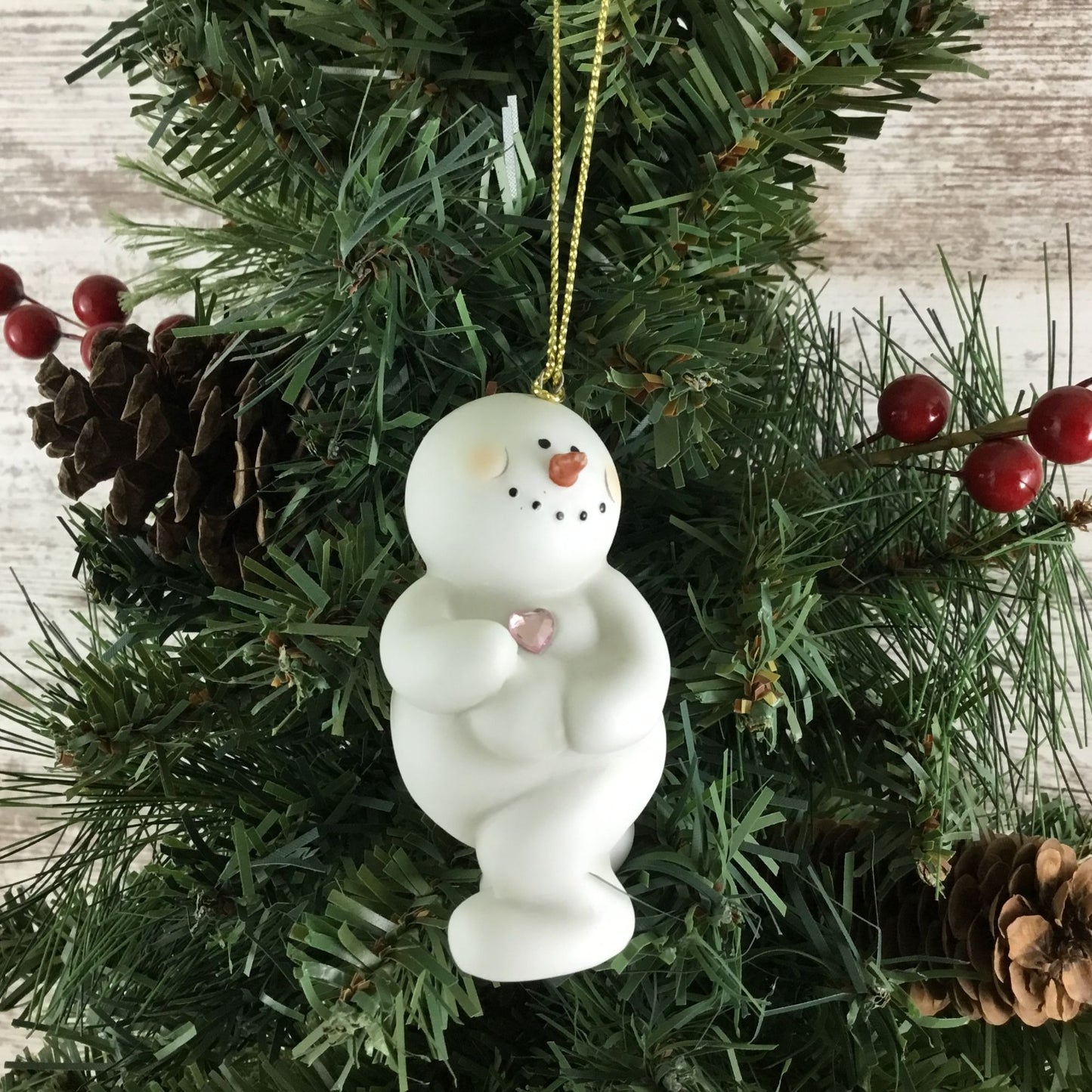 Snowman Ornament With June Birthstone Heart