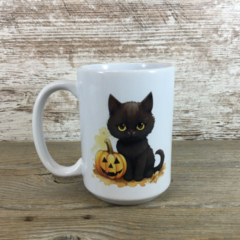 Black Cat Halloween Ceramic Coffee Mug