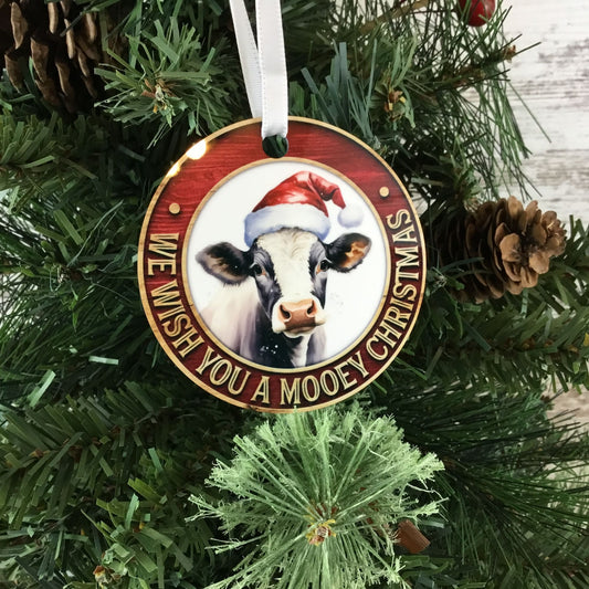 We Wish You a Mooey Christmas Cow Christmas Ornament