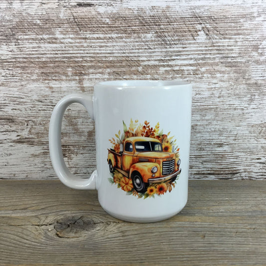 Vintage Orange Truck Ceramic Coffee Mug