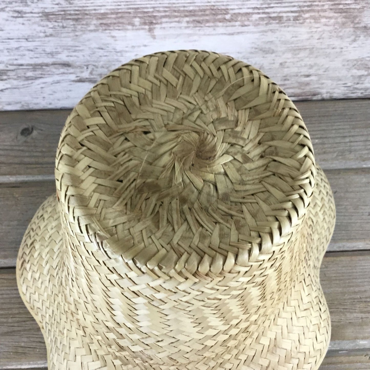 3 Vintage Woven Rattan Baskets Plastic Lined Flower Baskets Plant Baskets