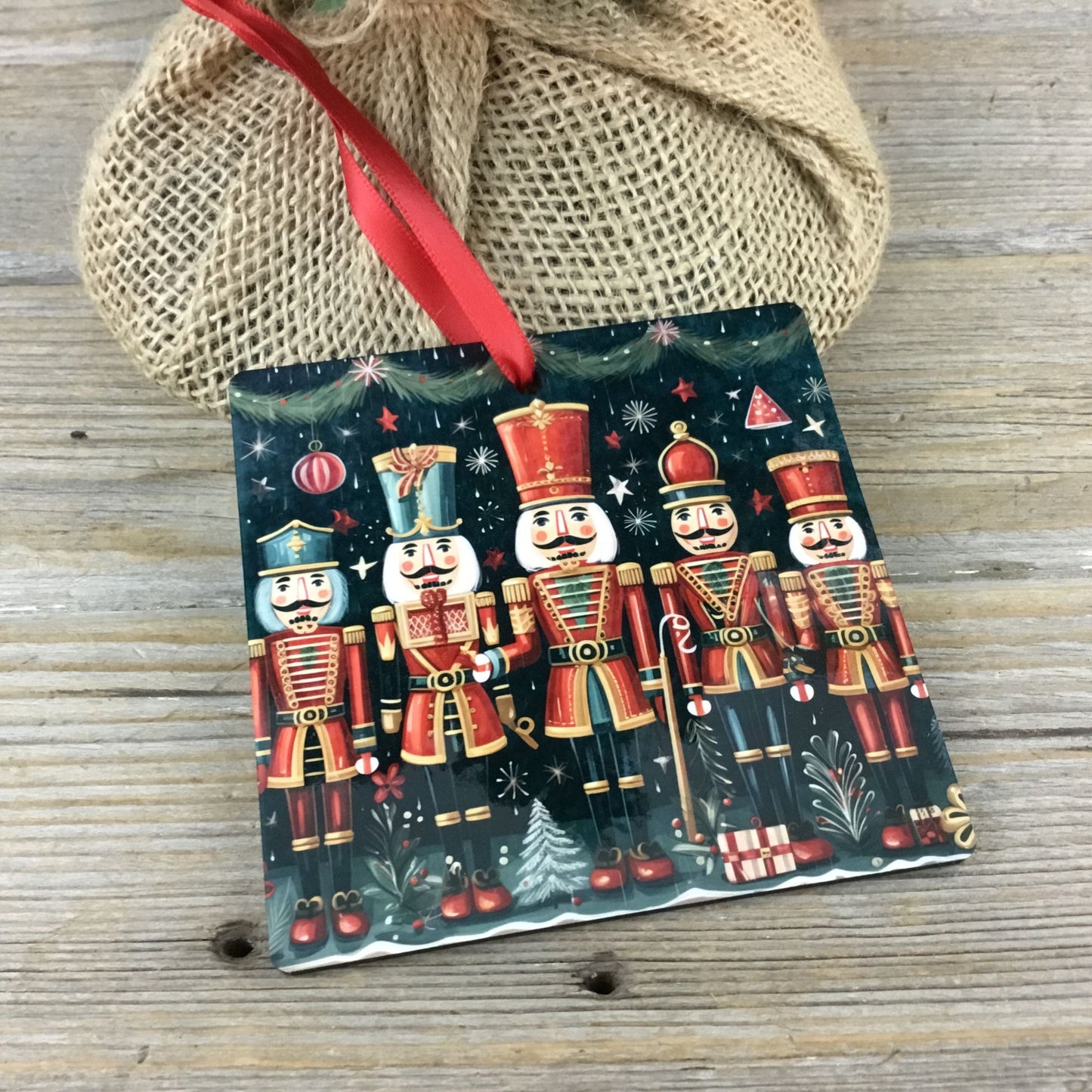 Festive Nutcrackers Christmas Ornament - 4" x 4"