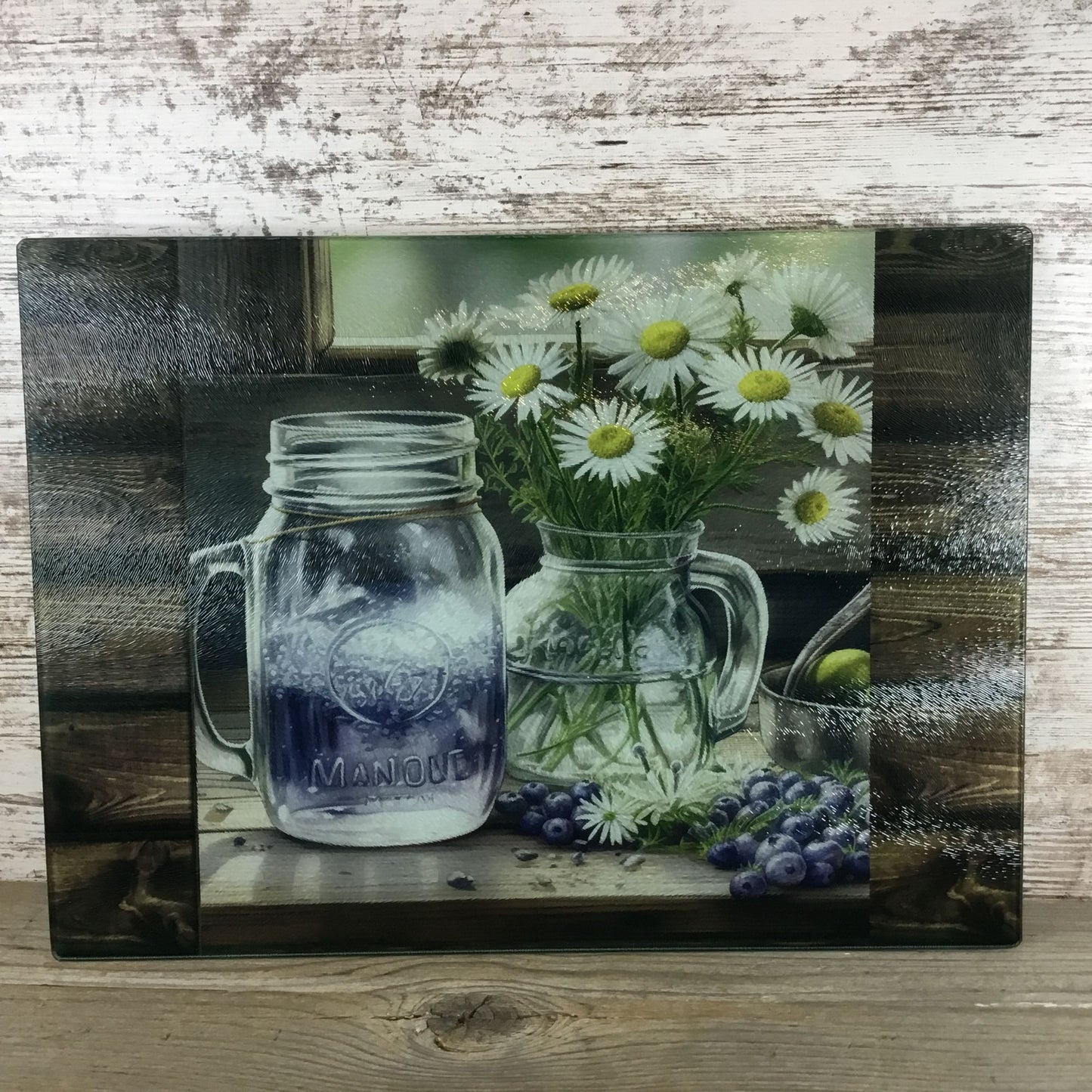 Rustic Lemonade and Daises Glass Cutting Board