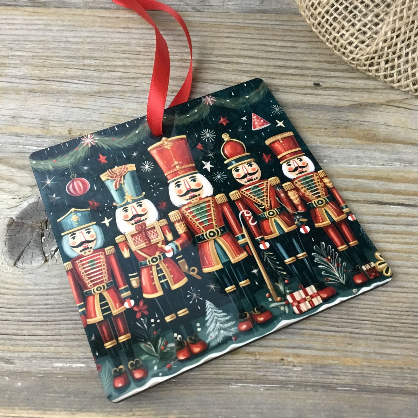 Festive Nutcrackers Christmas Ornament - 4" x 4"