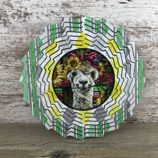 Rustic Alpaca Sunflower Wind Spinner 10"