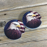 Bald Eagle American Flag Car Coasters