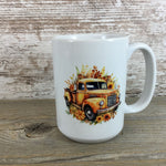 Vintage Orange Truck Ceramic Coffee Mug