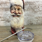 Vintage Inspired Santa Claus Tumbler - Smiling Santa with a Twinkle in His Eye