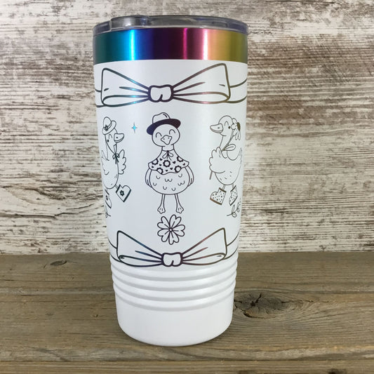 Retro Coquette Goose Trio with Bows & Florals 20 oz Stainless Steel Tumbler 