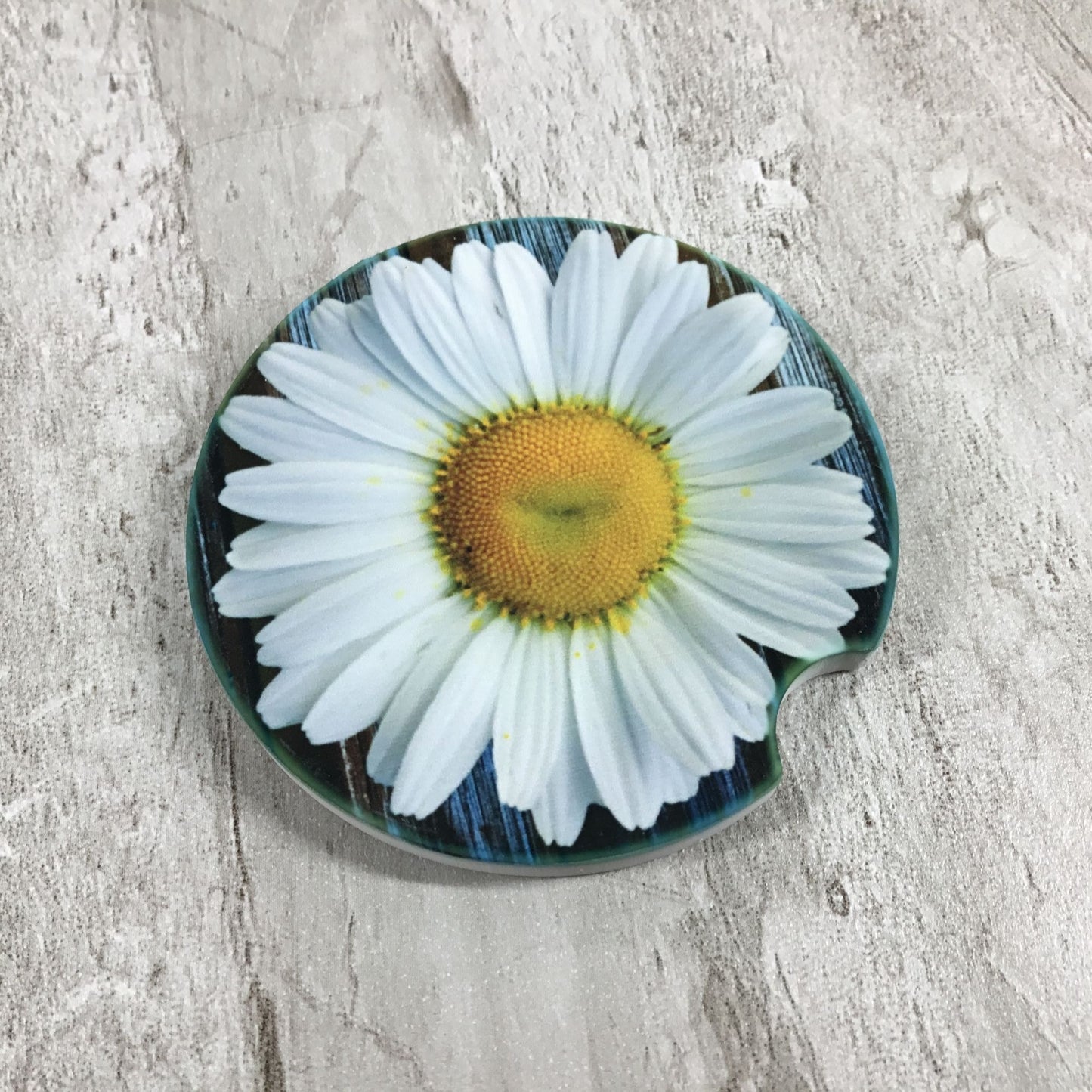 Rustic Daisy Sandstone Car Coasters Set of 2