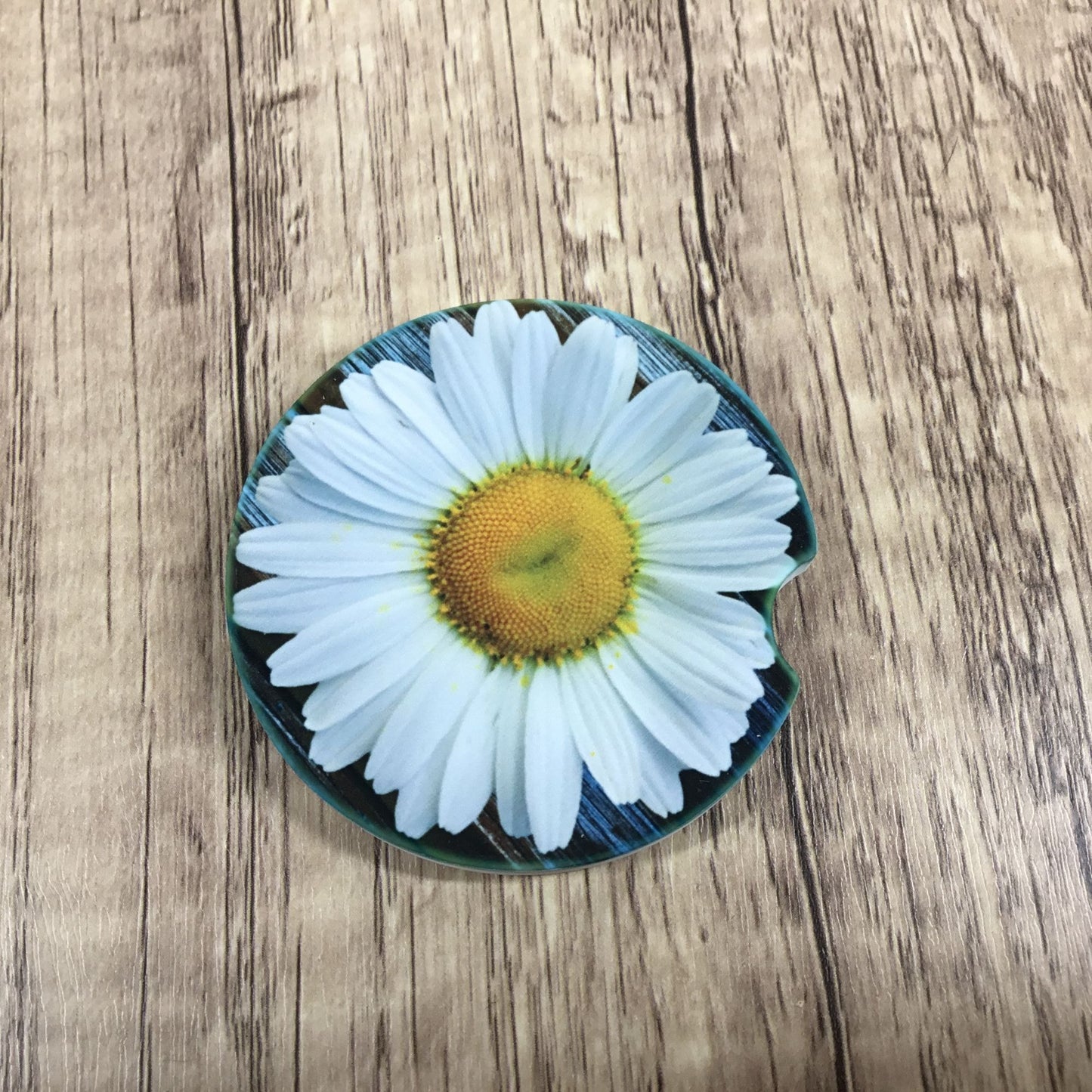 Rustic Daisy Sandstone Car Coasters Set of 2