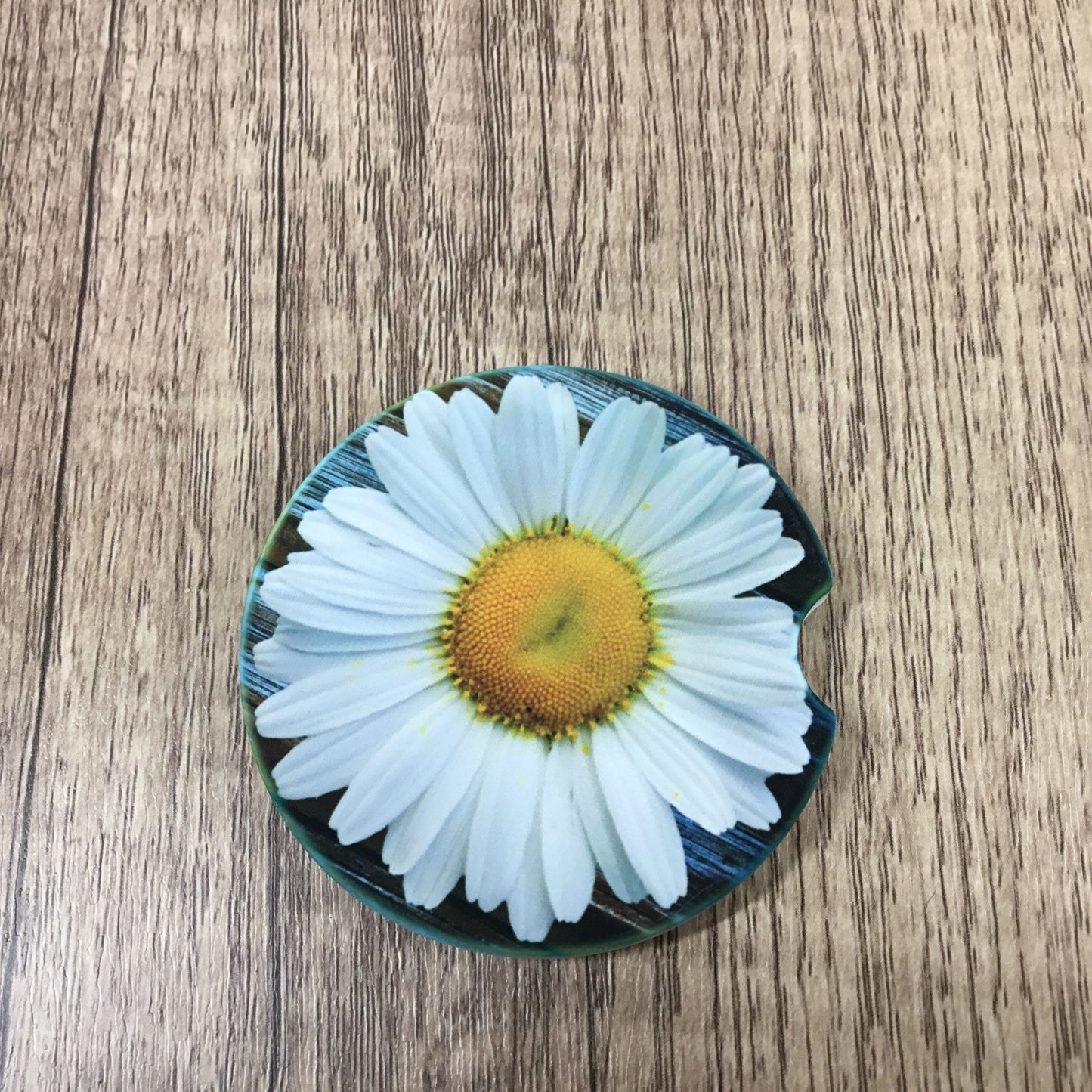 Rustic Daisy Sandstone Car Coasters Set of 2
