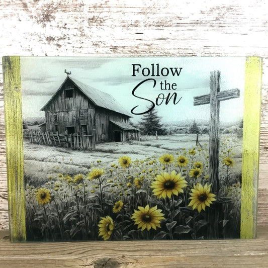 Follow the Son Religious Glass Cutting Board