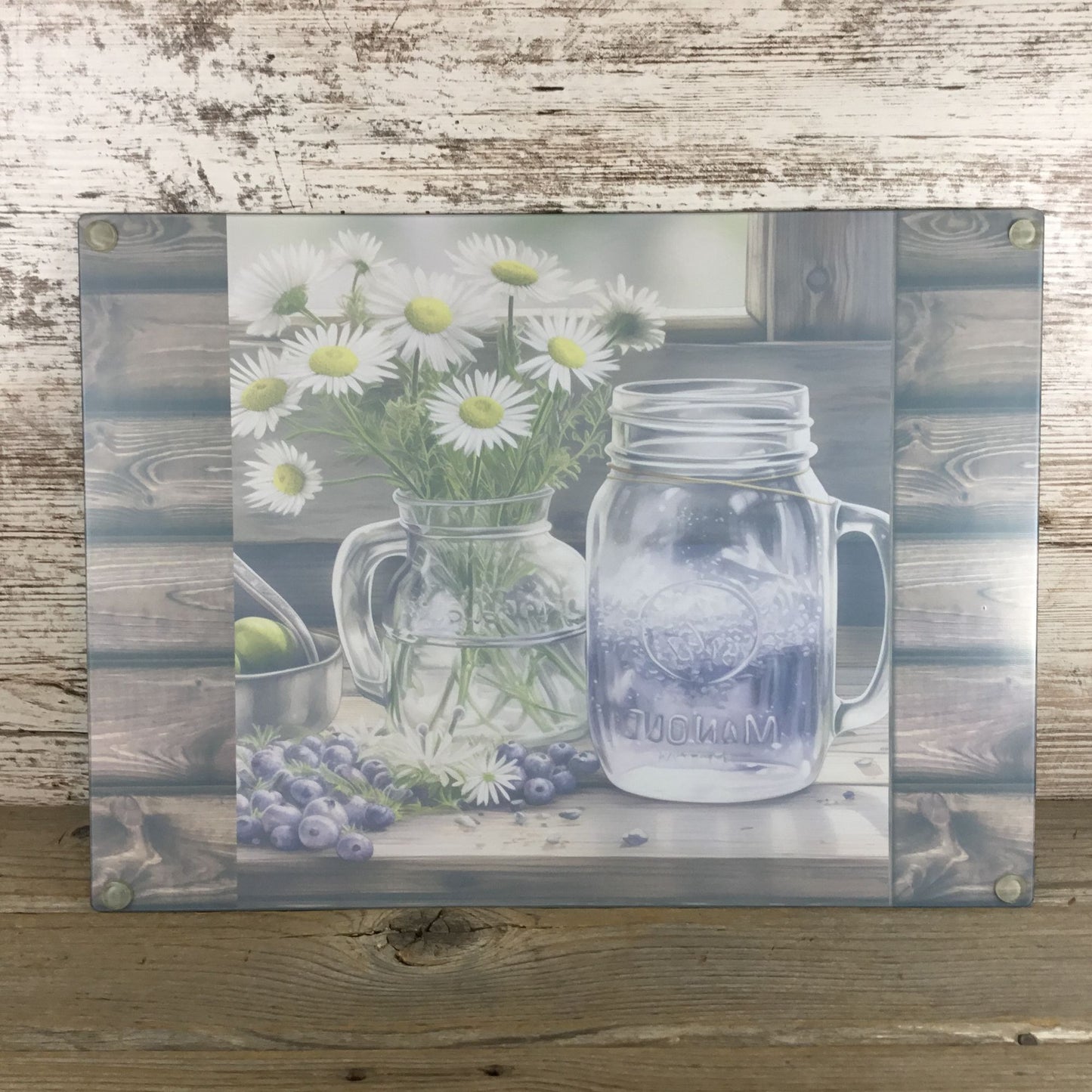 Rustic Lemonade and Daises Glass Cutting Board