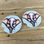 Elephant Peek-a-Boo Zipper Car Coasters Set of 2
