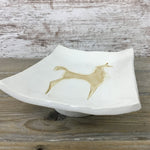 Handmade Ceramic Footed Trinket Dish with MCM Etruscan Horse or Llama Design
