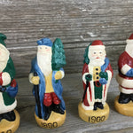Vintage Wee Crafts Painted Father Christmas/Santa Pre-Cast Gypsum Set of 5
