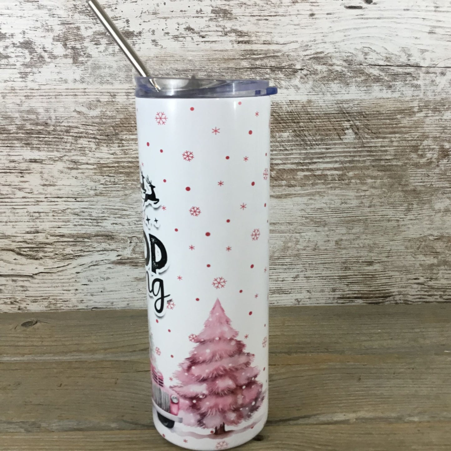 Don't Stop Believing 20 oz Christmas Skinny Tumbler