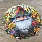Gnome and Flowers Wind Spinner 10"