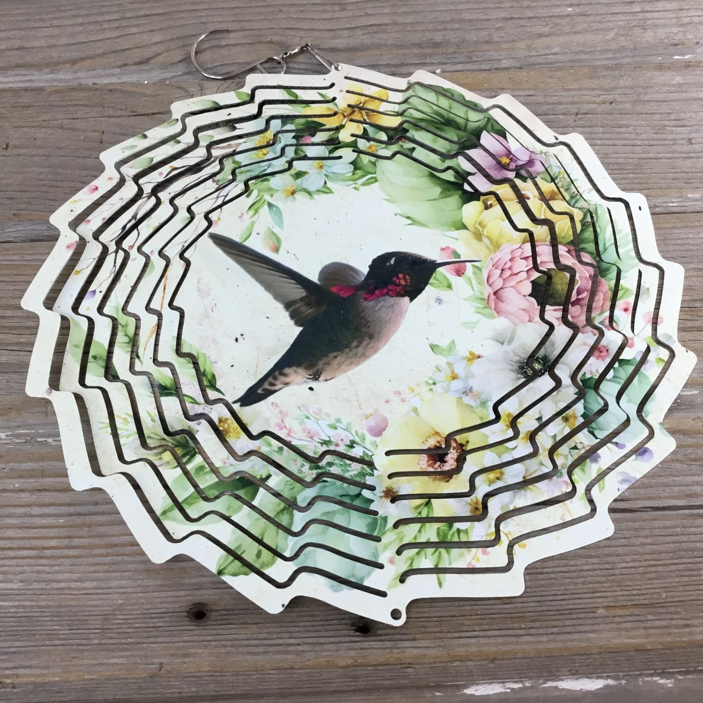 Hummingbird Floral Wind Spinner 10"