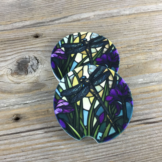 Dragonfly Stained Glass Car Coasters