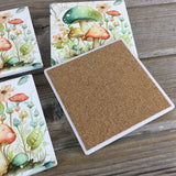 Cottage Core Pastel Mushrooms Sandstone Coasters Set of 4