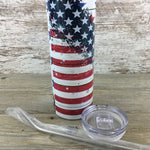 Patriotic American Flag Stars and Stripes 20 oz Skinny Tumbler with Lid and Straw