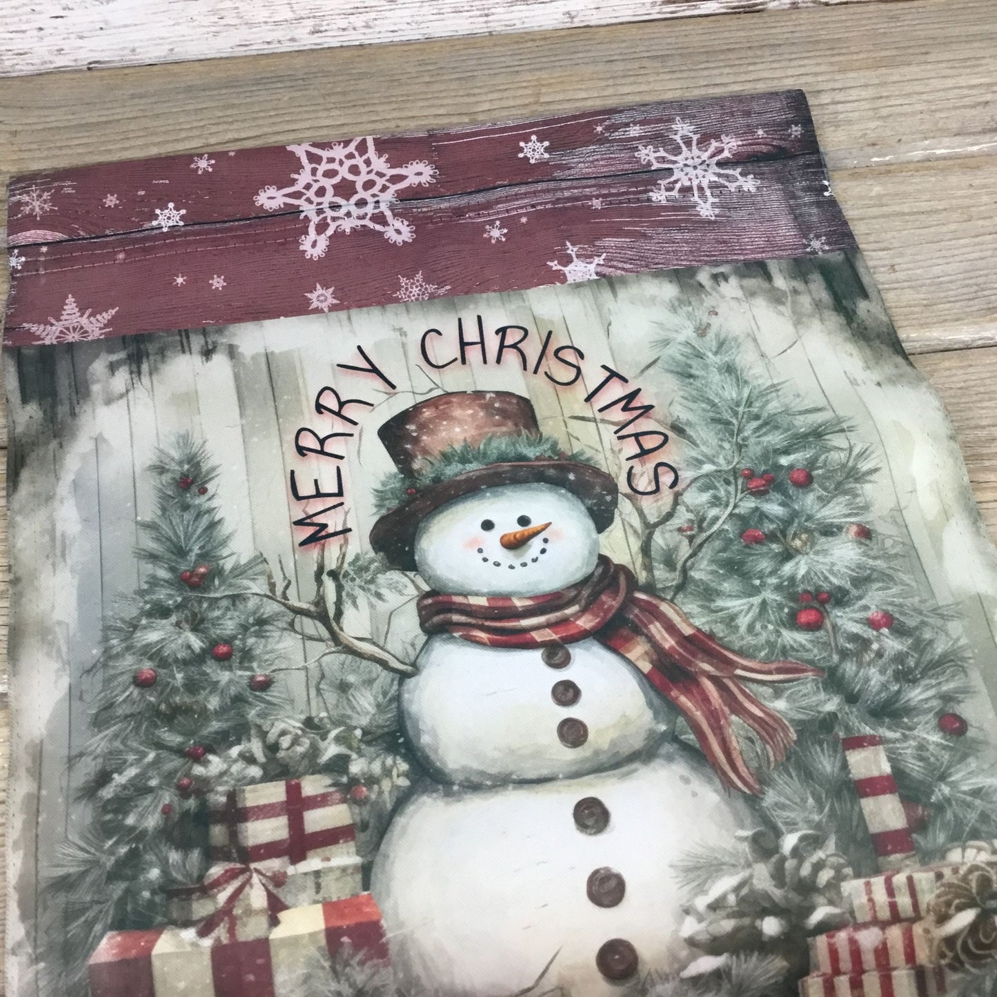 Rustic Snowman Merry Christmas Garden Flag - Festive Holiday Decor