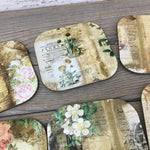 Vintage Paper and Florals Hardboard Coasters - 4" x 4" Set of 6