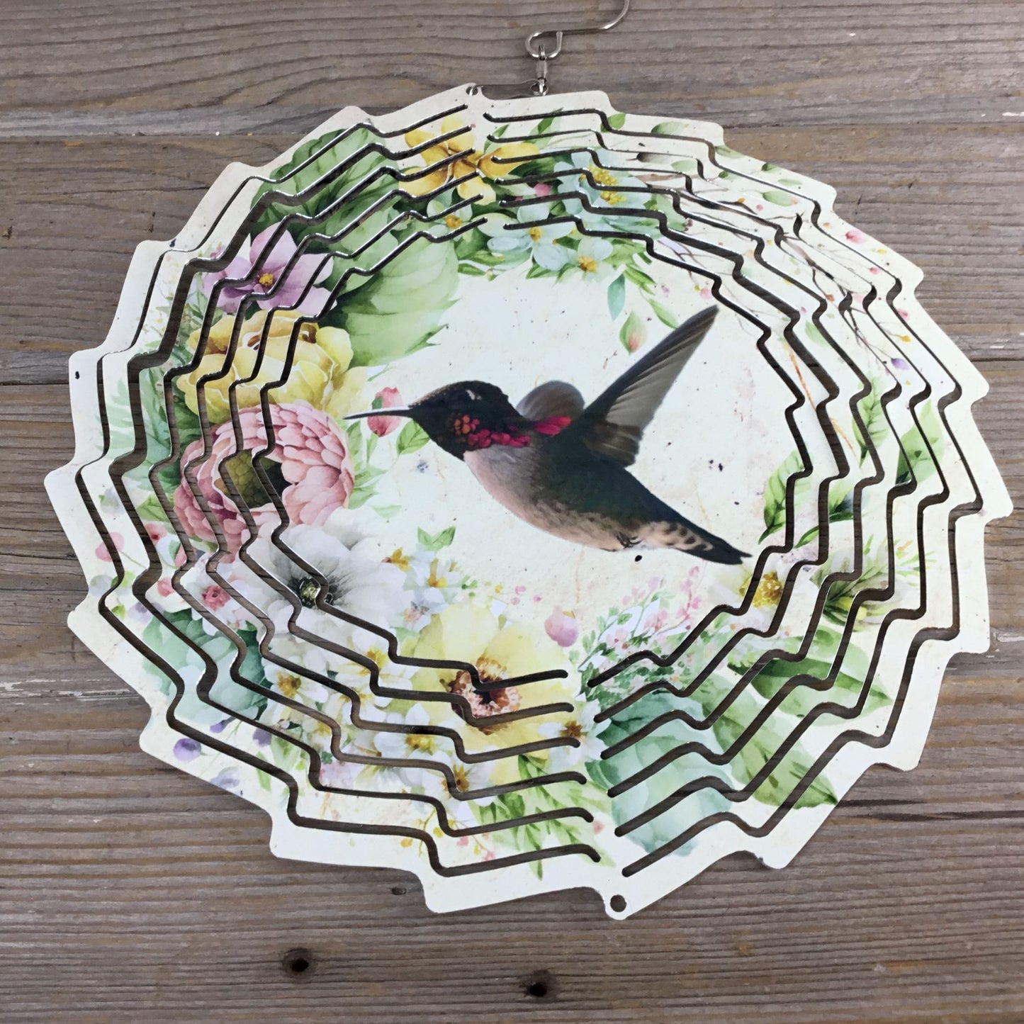 Hummingbird Floral Wind Spinner 10"