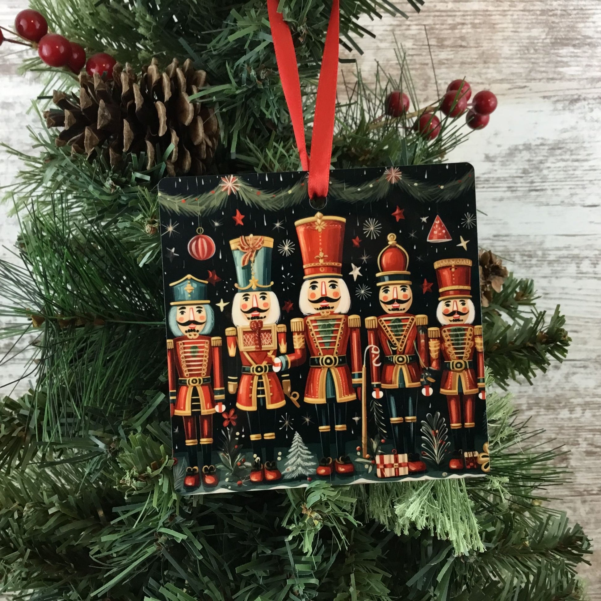 Festive Nutcrackers Christmas Ornament - 4" x 4"