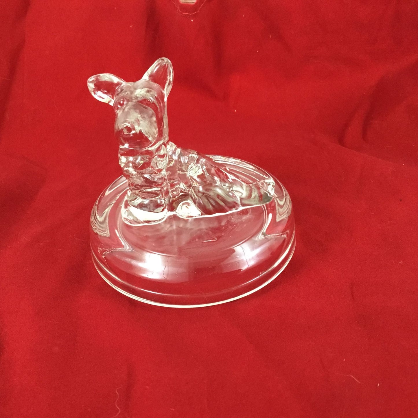 Vintage Jeannette Glass Clear Scotty Scottie Dog Powder Jar LID ONLY