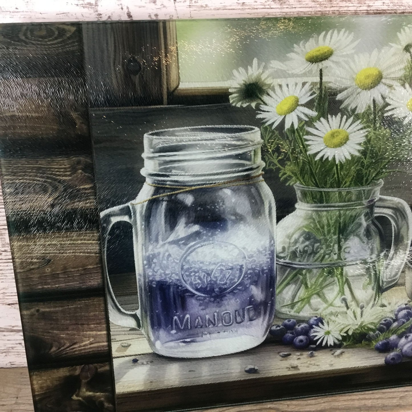 Rustic Lemonade and Daises Glass Cutting Board