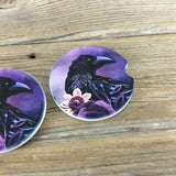 Raven Purple Floral Car Coasters