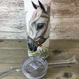 Horse Paper Quilling Art 20 oz Skinny Tumbler with Lid and Straw