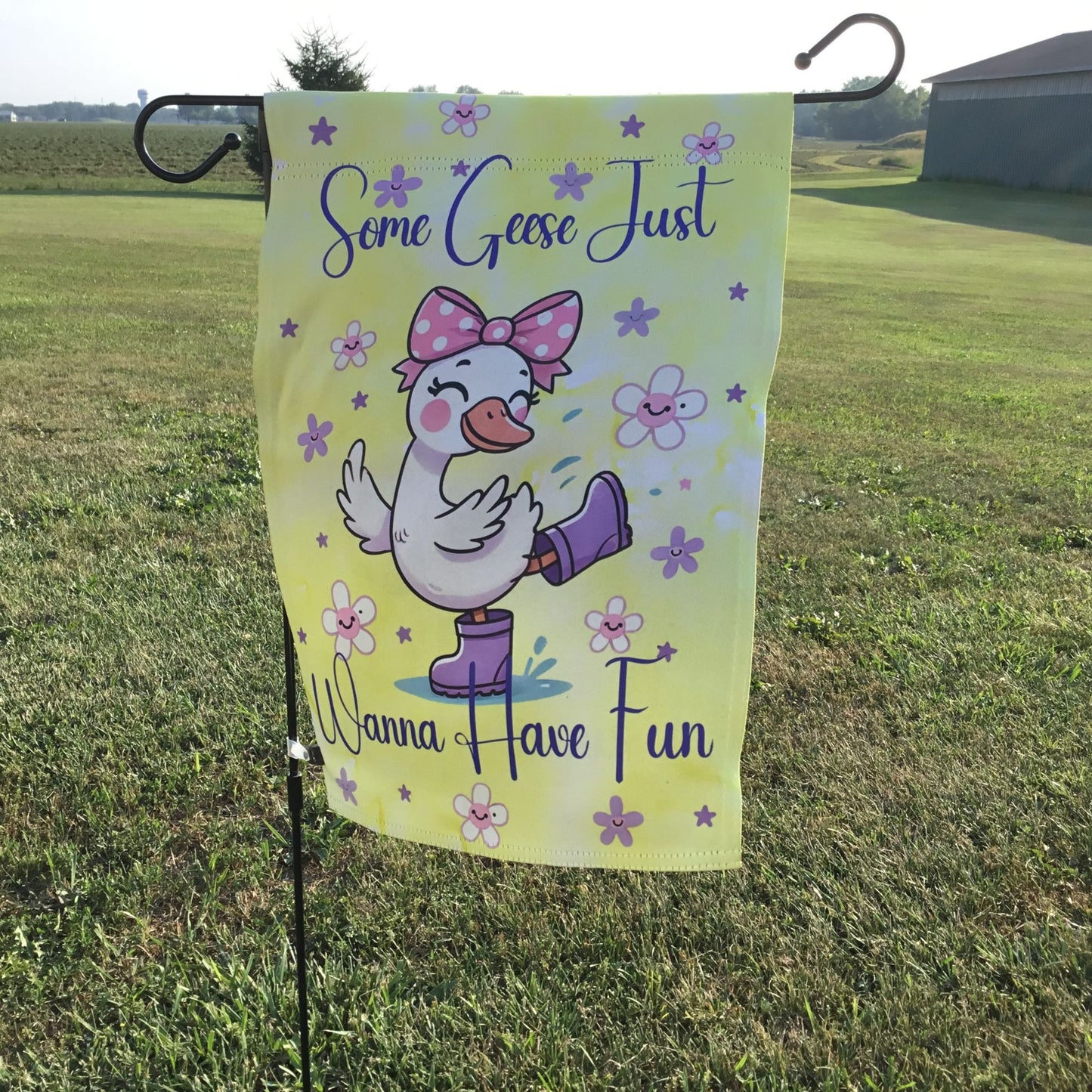 Some Geese Just Wanna Have Fun 12" x 18" Garden Flag