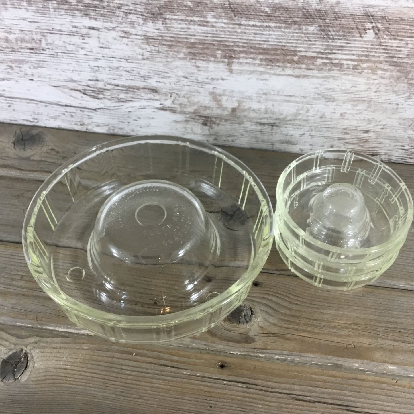 Vintage Queen Anne Glasbake Ring & Little Princess Molds Bundt Glass Cake Pans