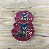 Black Cat Christmas Car Coasters