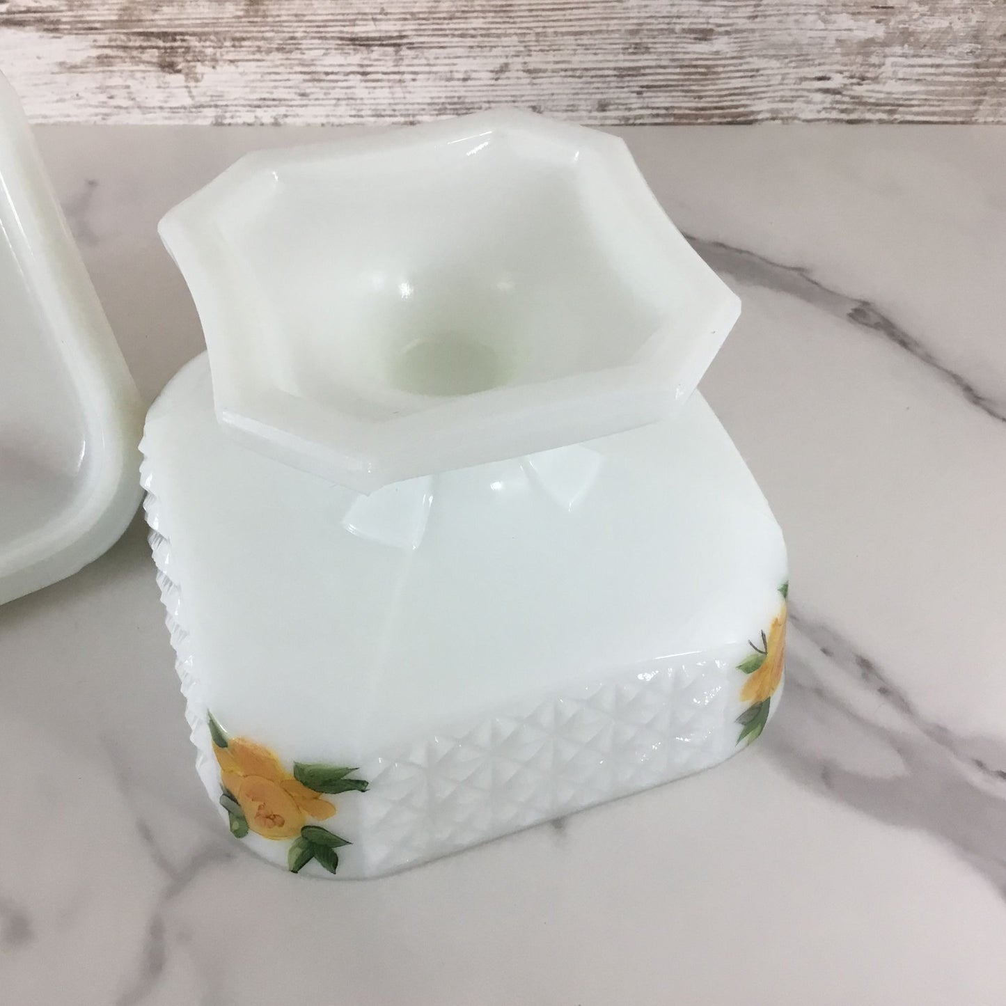 Vintage Milk Glass Lidded Compote Candy Dish With Hand Painted Roses