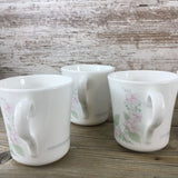 Corning Corelle Veranda Coffee Cups - Pink Flowers with Green Leaves 3.5 inches