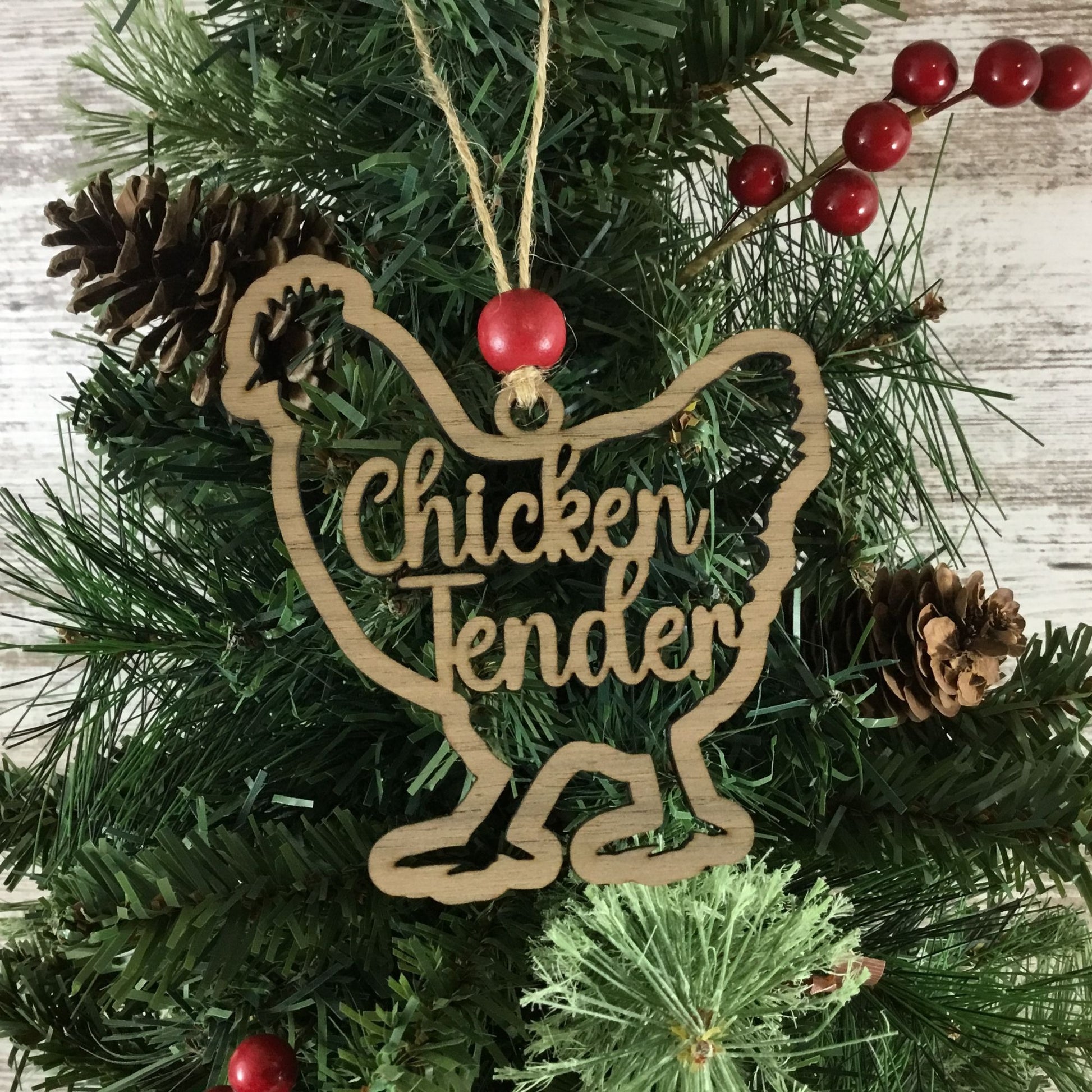 Chicken Tenders Wood Chicken Christmas Ornament