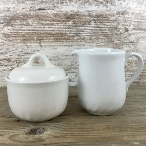 Corelle Coordinates Stoneware Enhancement Creamer and Sugar Bowl White Swirl