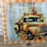 Vintage Orange Truck Fall Glass Cutting Board
