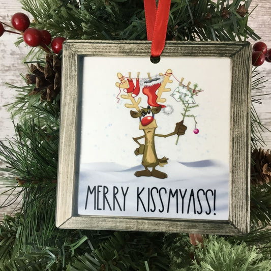 Merry KissMyAss Christmas Ornament